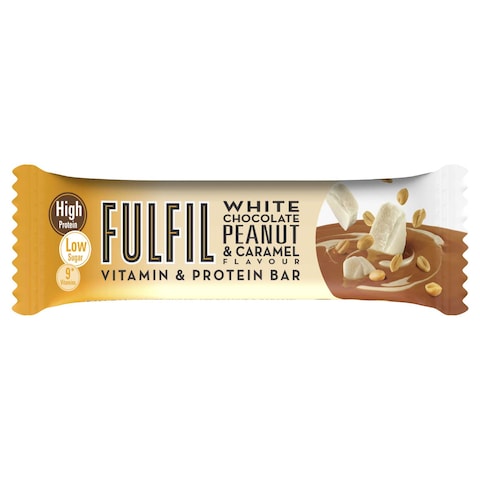 Fulfil White Chocolate Peanut and Caramel Flavour Vitamin and Protein Bar, 55g