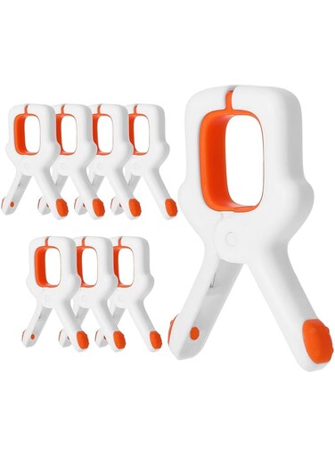 8 PCS Clothes Pins Towel Clips, Beach Towel Clips, Plastic Clothespin for Sun Loungers Clothespins Plastic Clips Clamps Heavy Duty Clothes Pegs Strong Grip Keep Your Towel from Blowing Away