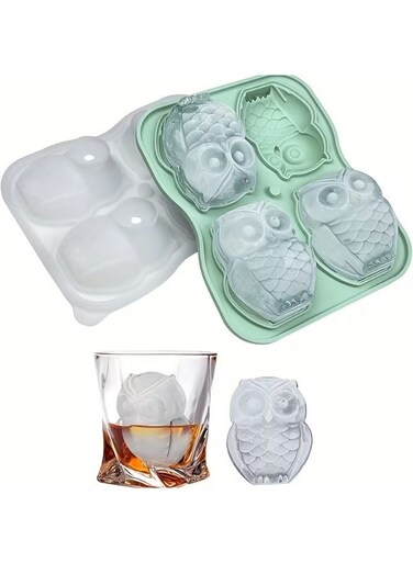 1pc Ice Cube Mold, Silicone Owl Ice Cube Tray, Multifunctional Chocolate Mold, Mold For Pudding,Jelly,Candy, Whiskey Ice Cube Tray, Ice Trays For Freezer Cocktail Whiskey, Kitchen Accessaries,Apartment Essentials, Party Supplies