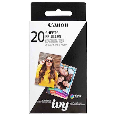 Canon ZINK Paper ZP-2030 Zero Ink Printing Paper, 20 Sheets