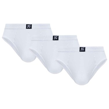 Men John Gladstone Classic Fit Brief, JGMBW-01, White, L, Pack of 3