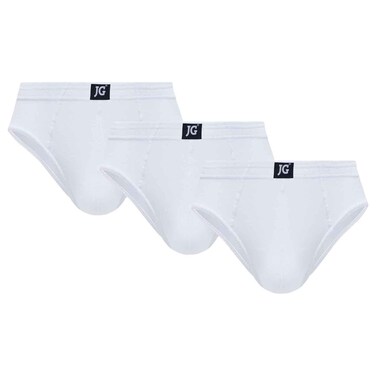 Men John Gladstone Classic Fit Brief, JGMBW-01, White, XXL, Pack of 3