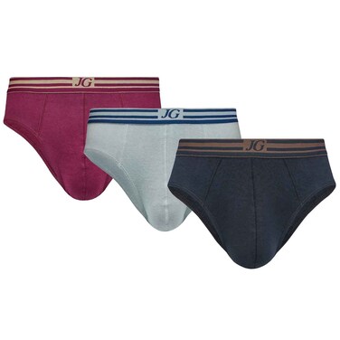 Men John Gladstone Classic Fit Brief, JGMBC-02, Multicolor, XL, Pack of 3