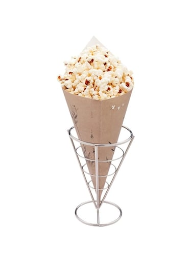 Restaurantware Conetek 10-Inch Eco-Friendly Finger Food Cones: Perfect for Appetizers - Food-Safe Paper Cone with Bamboo Print Styling Disposable and Recyclable 100-CT Restaurantware