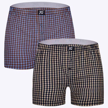 Men John Gladstone Woven Boxer, JGMWB999, Multicolor, S, Pack of 2