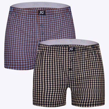 Men John Gladstone Woven Boxer, JGMWB999, Multicolor, L, Pack of 2