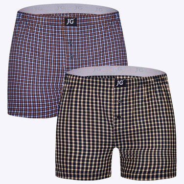 Men John Gladstone Woven Classic Fit Boxer, JGMWB999, Multicolor, XL, Pack of 2