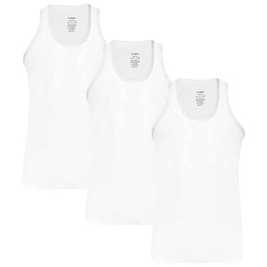 Men John Gladstone Vest, JGV-05, White, XXL, Pack of 3