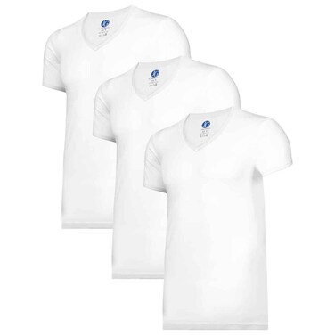 Men John Gladstone V-Neck T-Shirt, JGTV-09, White, XL, Pack of 3