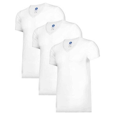 Men John Gladstone V-Neck T-Shirt, JGTV-09, White, XXL, Pack of 3