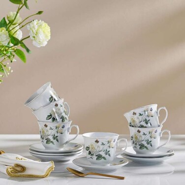 Home Rosina 12-Piece Tea Cup Set - White