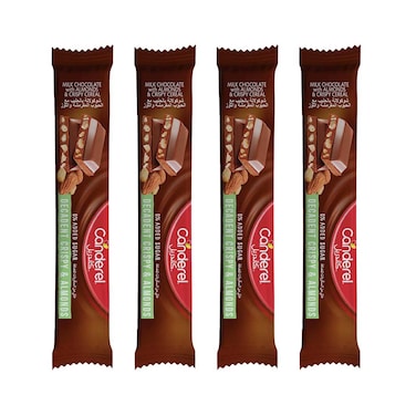 كاندريل ديكادنت لوح شوكولاته الحليب المقرمشة باللوز بدون سكر مضاف حزمة من 4 27 غرام