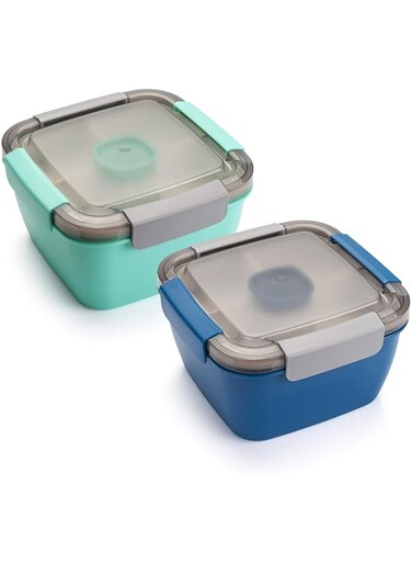 Salad Lunch Containers To Go, 52 oz Salad Bowls with 3 Compartments, Salad Dressings Container for Salad Toppings, Men, Women
