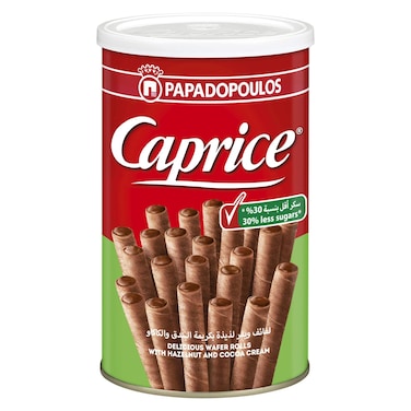 Papadopoulos Delicious 30 Percentage Less Sugar Wafer Rolls with Hazelnut and Cocoa Cream, 115g