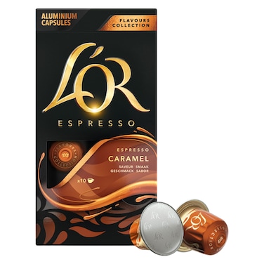 لور كبسولات قهوة الإسبريسو بنكهة الكراميل، 10 كبسولات، 52 غرام