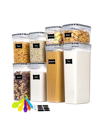 8 transparent food storage containers with lids, BPA free containers