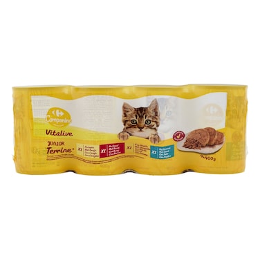 Carrefour Companino Vitalive Terrine Junior Cat Food, 400g Pack of 4
