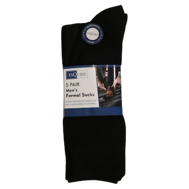 Esquire Men's Formal Socks, Black, Free Size, 5 Pairs