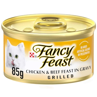 Purina Fancy Feast Classic Pate Chicken and Beef Feast in Gravy Cat Food Can, 85g