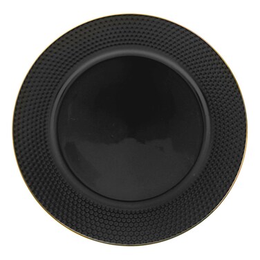 بورسلين طبق عشاء منقوش أسود 19 سم