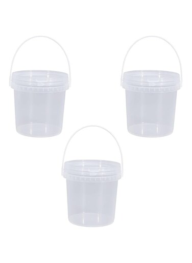 MAGICLULU 3pcs Lobster Packing Bucket Food Container Pickle Handle Bucket Container with Lid - Packing Buckets Food Storage Buckets with Lids Pet Jellyfish White 3l Food Grade