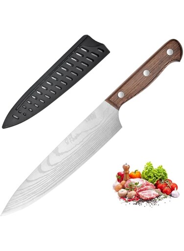Astylway Chef Knife Starter 8 inch Full Tang Super Sharp Chef's Knife Home Cook Kitchen Knife Premium Carbon Stainless Steel Universal knife with Ergonomic Wooden Handle in Gift Box