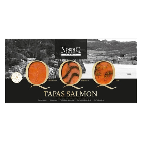 NordiQ Select Classic Cold Smoked Natural, Gravad, Lime Tapas Salmon, 150g