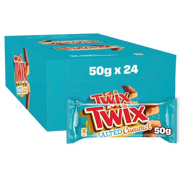 Twix Chocolate Bar, 50g Pack of 24