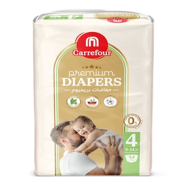 Carrefour Premium Diapers Size 4 9-14kg 54 Diapers