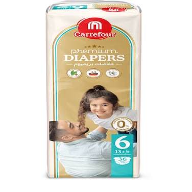 Carrefour Premium Diapers Size 6 13kg+ 36 Diapers