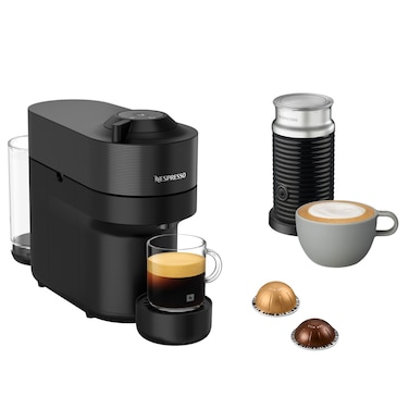 Nespresso Vertuo Pop Coffee Machine Bundle with Aeroccino 3 Frother, 1260 W, 0.6 L, Liquorice Black (UAE Version), Aluminium, Auto Shut-Off