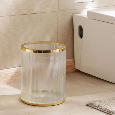 Pan Home Astrid Glass Waste Bin 23X23X28cm - Gold