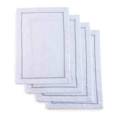 طقم مفارش طاولة براتا من بان هوم، 4 قطع، 33×48 سم - رمادي