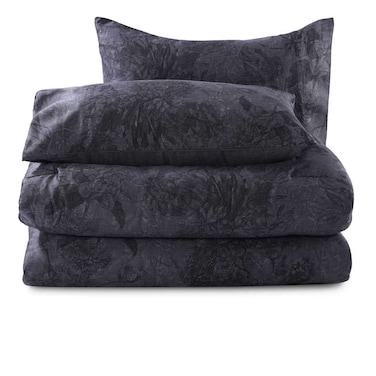 طقم لحاف بان هوم ديزاينورا زهري من 3 قطع، 240×260 سم - فحمي