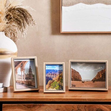 مجموعة إطارات الصور الخشبية من بان هوم ليام، مكونة من 3 قطع - 24.5×19.5×4.7 سم، 21.7×16.7×3.7 سم، 16.7×11.7×2.7 سم - بني