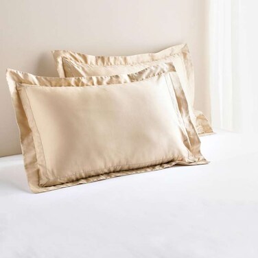 طقم غطاء وسادة أكسفورد من بان هوم لوكس قطني تنسل مكون من قطعتين، 50×75+5 سم - رملي