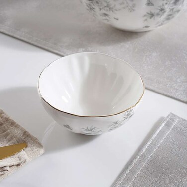 وعاء أرز رويال جاردن من البورسلين من بان هوم، قطر 12 سم - أبيض ورمادي