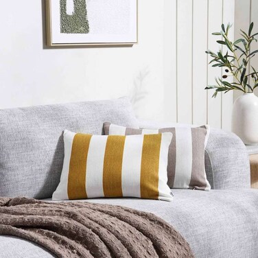 غطاء وسادة مخطط من بان هوم أفينيتي كابانا، 35×50 سم - أصفر مغرة