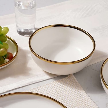 Pan Home Regale Soup Bowl Dia19cm - White And Gold