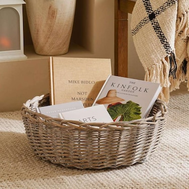 سلة تخزين من الصفصاف أرونيكا من بان هوم، مقاس 46×15×34 سم - رمادي