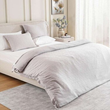 طقم غطاء لحاف جاكار من بان هوم أوربان ستوديو نيكول ماتيلاس، مقاس كوين، مكون من 3 قطع، 200×200 سم - رمادي
