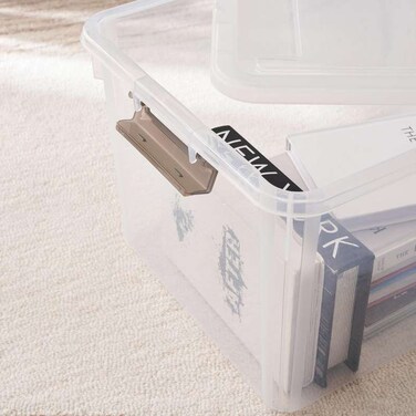 صندوق تخزين قابل للتكديس من بان هوم إيجال مع غطاء قابل للإغلاق، 84 لترًا، 65×47×35.5 سم - شفاف