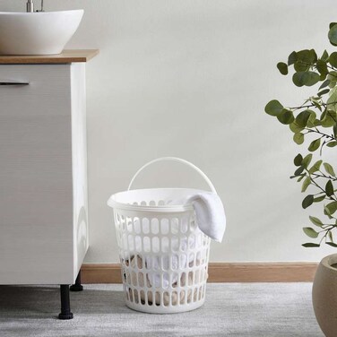 سلة غسيل بان هوم الأساسية بمقبض 10.50×38 سم - أبيض