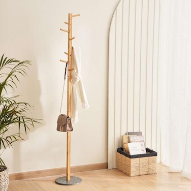 علاقة ملابس بان هوم شيلزي بامبو طويلة قطر 28×180 سم - لون طبيعي