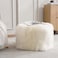 Pan Home Orra Mongolian Fur Pouf 45x45x40cm - Ivory