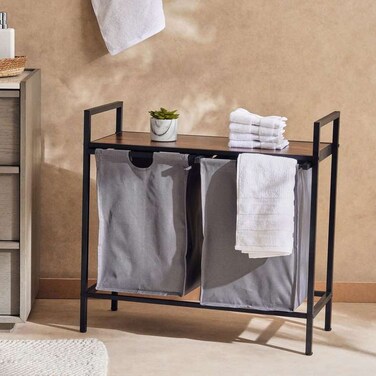 سلة غسيل بان هوم أثيسا بإطار معدني 73×33×72 سم - لون طبيعي