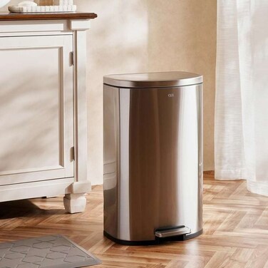 سلة مهملات دايتون ذات دواسة إغلاق ناعم من بان هوم إيكو، 73×46.6×43 سم، سعة 45 لترًا - فضي