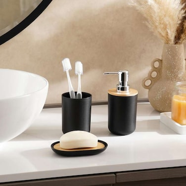 Pan Home Sun 3 Piece Bath Accessories Set - Black