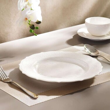 طبق عشاء من البورسلين من بان هوم كوين دانتيل بقطر 26 سم - أبيض