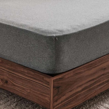 ملاءة سرير بان هوم فائقة النعومة من قماش جيرسي هيذر مقاس سوبر كينج 200×200+33 سم - رمادي